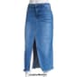 Juniors Celebrity Pink Frayed Notch Slit Maxi Denim Skirt - image 3