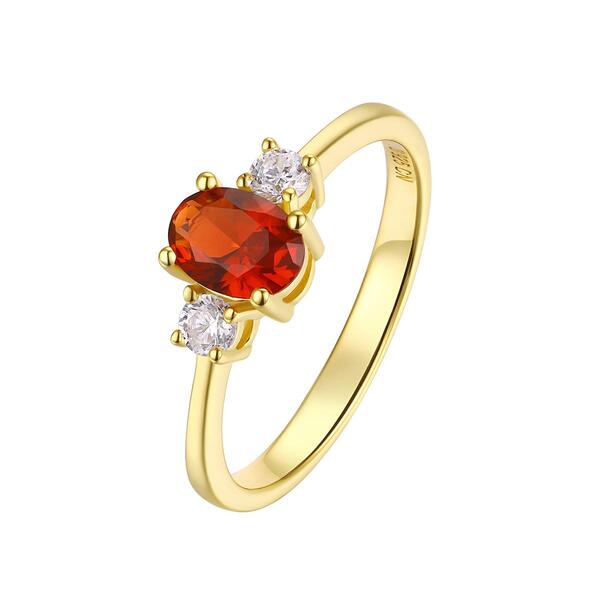 July Birthstone Simulated Ruby & Cubic Zirconia Ring - image 