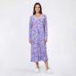 Womens Charmour Long Sleeve Wildflowers Velour Henley Nightgown - image 1
