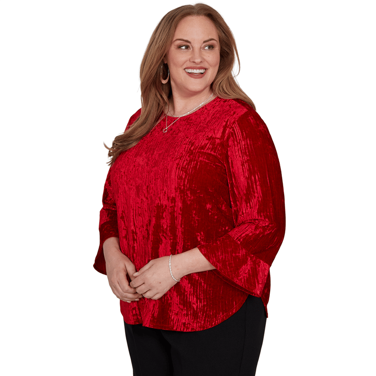 Plus Size Alfred Dunner Dinner Theater Crushed Velvet Blouse