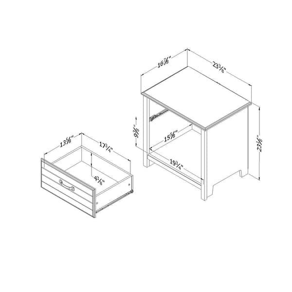 South Shore Asten Blueberry Drawer Nightstand