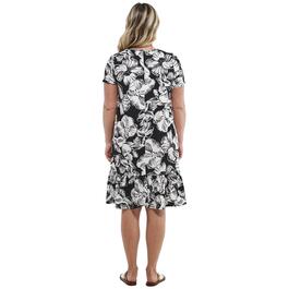 Womens Tiffany & Grey Short Sleeve Floral Ruffle Hem Shift Dress