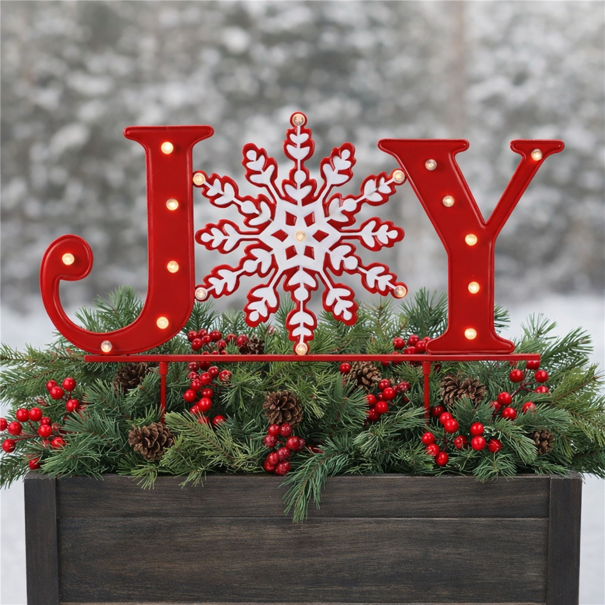 Melrose LED JOY Snowflake Planter Stake