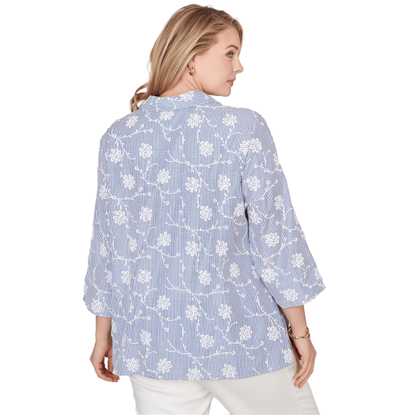 Plus Size Alfred Dunner Classics 3/4 Sleeve Pinstripe Blouse
