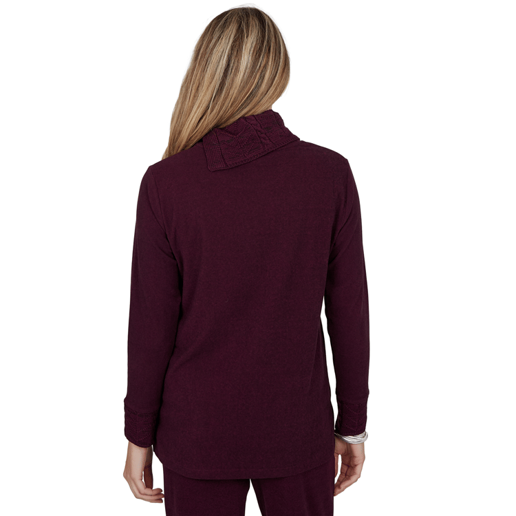 Womens Ruby Rd. Premium Luxe Rib Cable Knit Trim Sweater