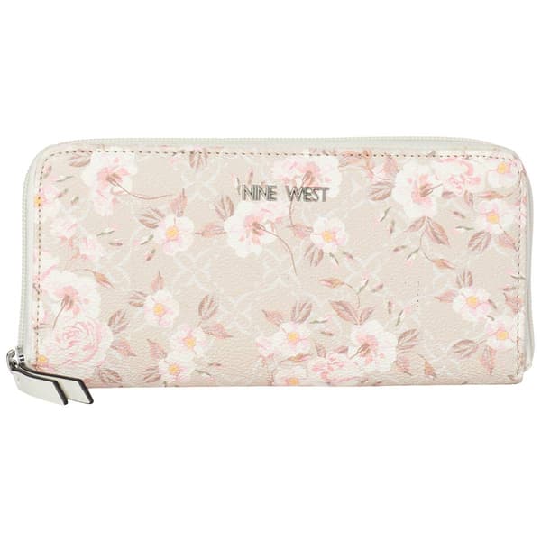 Womens Nine West Norah Zip Wallet - Milk Logo Floral