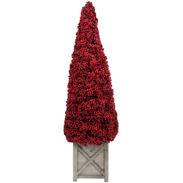Allstate 40in. Berry Cone Potted Christmas Topiary - image 