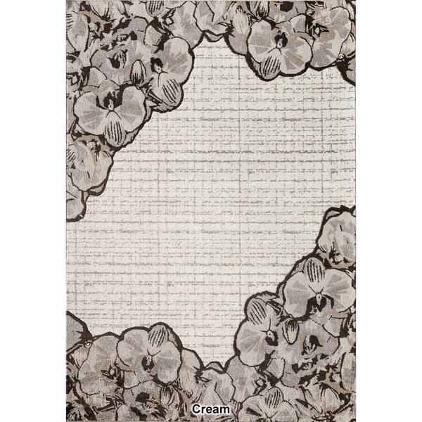 Elizabeth Sutton Floral Border Rectangular Area Rug