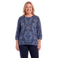 Plus Size Emily Daniels 3/4 Sleeve Rhinestone Damask Sweater - image 1