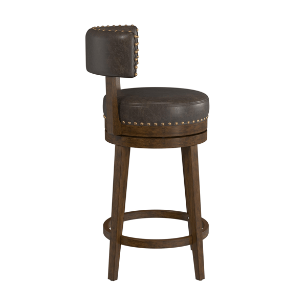 HH2 Home Lawton Brown Upholstered Swivel Counter Height Stool