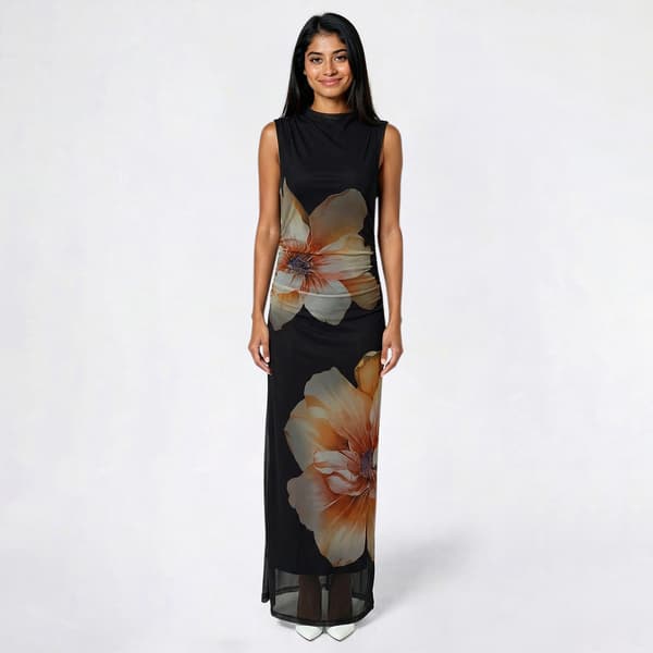 Juniors Madden Girl Power Mesh Ruched Maxi Dress - image 