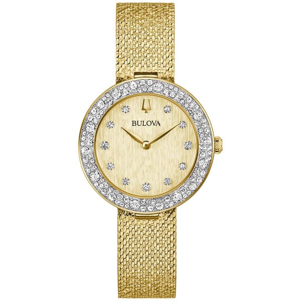 Womens Bulova Crystal Gold-Tone Bracelet Watch - 98L321 - image 