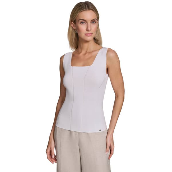Womens Calvin Klein Sleeveless Square Neck Solid Sweater