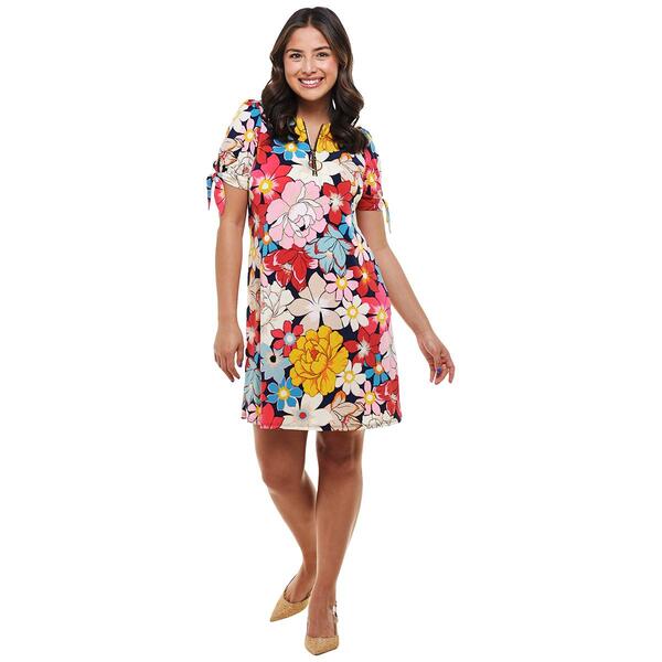 Petite MSK Short Sleeve Half Zip Neck Floral Shift Dress - image 