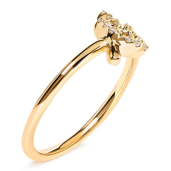 Haus of Brilliance 10kt. Yellow Gold 1/10ctw. Diamond Leaf Ring