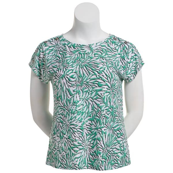Plus Size Emily Daniels Dolman Sleeve Leaf Foil Dot Blouse