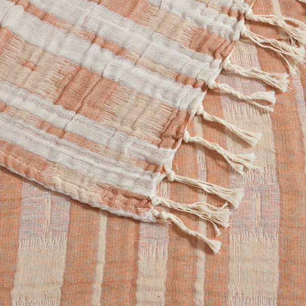 Palm Aire Amagansett Terracotta Stripe Cotton Throw Blanket