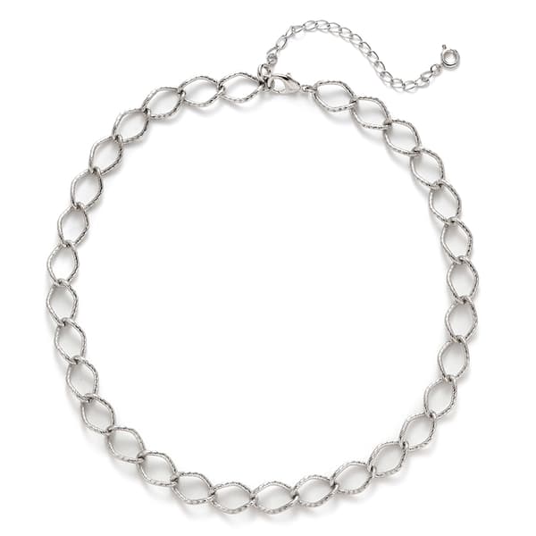 Wearable Art Silver-Tone 18in. Rope Textured Chain Link Necklace - image 