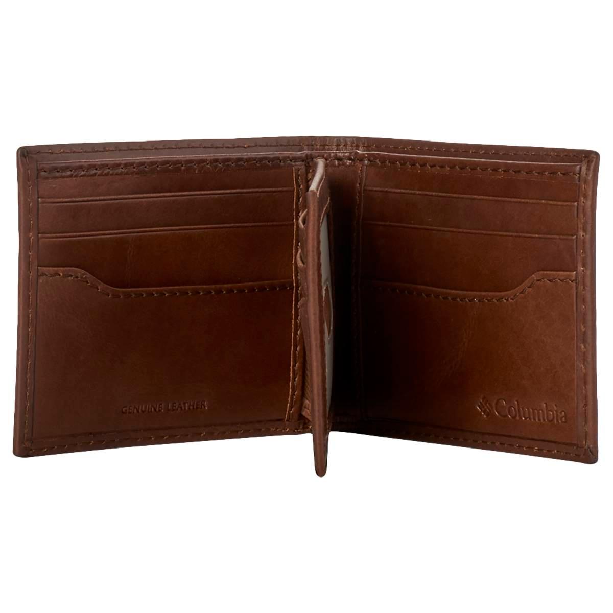 Mens Columbia Leather Extra Capacity Bifold Wallet