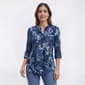 Womens Cocomo 3/4 Sleeve Pleated Floral Split Neck Blouse - image 1