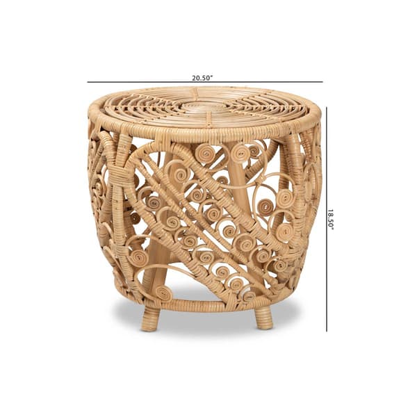 Baxton Studio Saranna Modern Bohemian Rattan End Table