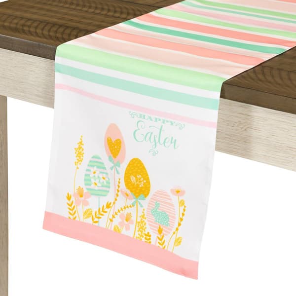 Northlight Seasonal Pastel Happy Easter Striped Table Runner