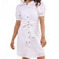 Womens Sharagano Solid Puff Sleeve Cotton Shirtdress - image 3