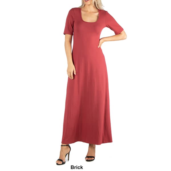 Womens 24/7 Comfort Apparel Casual Maxi Dress With Sleeves