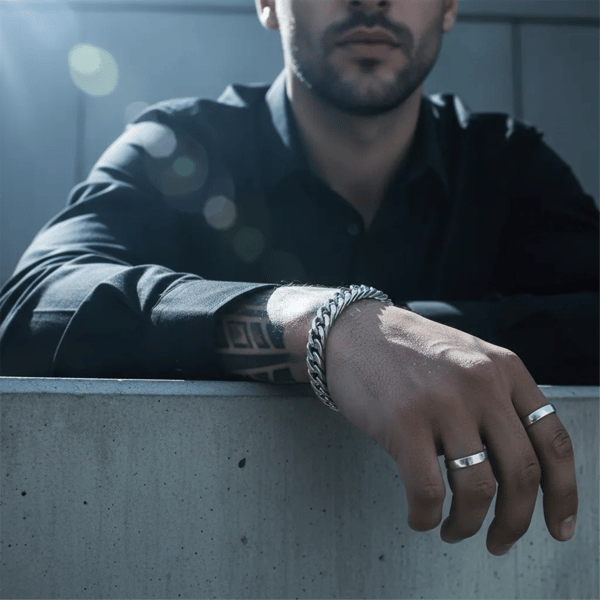 Mens Iron Saints 8mm Cuban Link Silver-Tone Bracelet