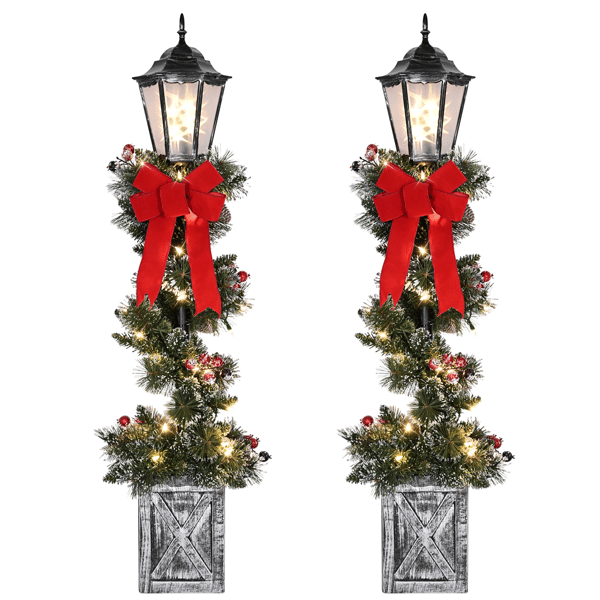 Puleo International 4ft. Pre-Lit Adorned Lamp Post Set of 2 - image 