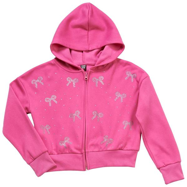 Girls (7-16) Star Ride® Rhinestone Bows Zip Up Hoodie
