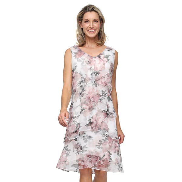 Womens SLNY Tiered Floral Jacket Dress
