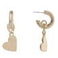Bella Uno Worn Gold-Tone Hoop Earrings with Heart Dangle - image 1