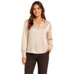Juniors A. Byer Satin Button Up Top