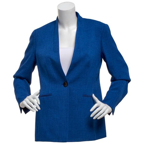 Womens Kasper Long Sleeve One Button Collarless Blazer
