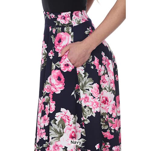 Womens White Mark Floral Flared Print Midi Skirt