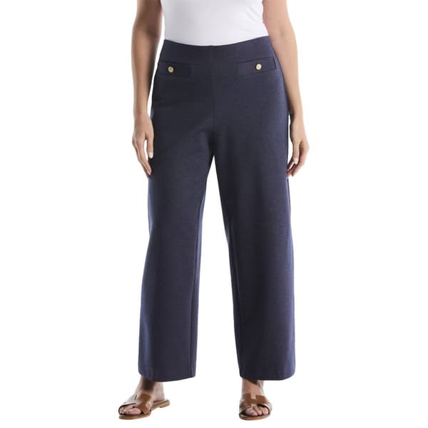 Plus Size Rafaella Pull On Knit Wide Leg Pants W Buttons - image 