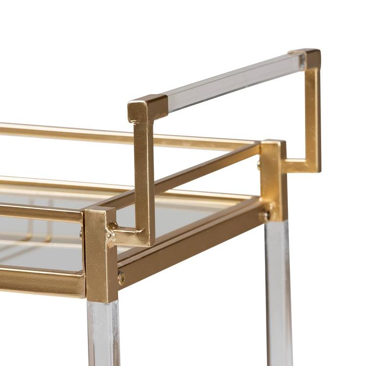 Baxton Studio Savannah Glam & Luxe Gold Metal Wine Cart