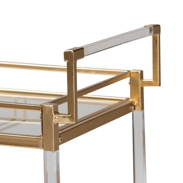 Baxton Studio Savannah Glam & Luxe Gold Metal Wine Cart