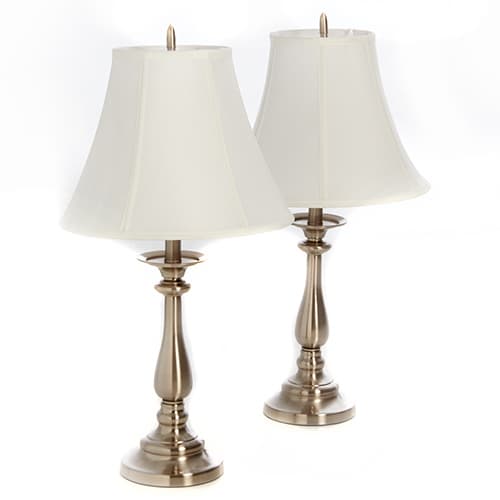 Fangio Lighting Cream Shade Stick Table Lamp Pair