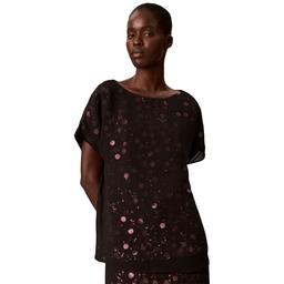 Womens Calvin Klein Short Sleeve Boat Neck Sequin Dot Blouse