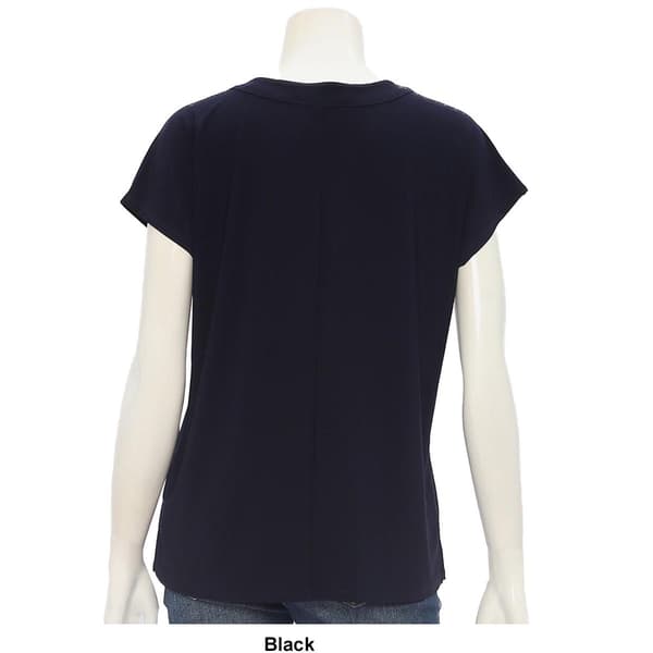 Womens 89th & Madison Short Sleeve Faux Lace Dolman Tee