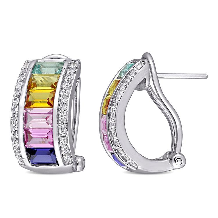 Gemstone Classics(tm) 4 1/4ctw. Multi-Color Sapphire Post Earrings