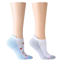 Womens Dr. Motion 2pk. Cherry White Low Cut Compression Socks