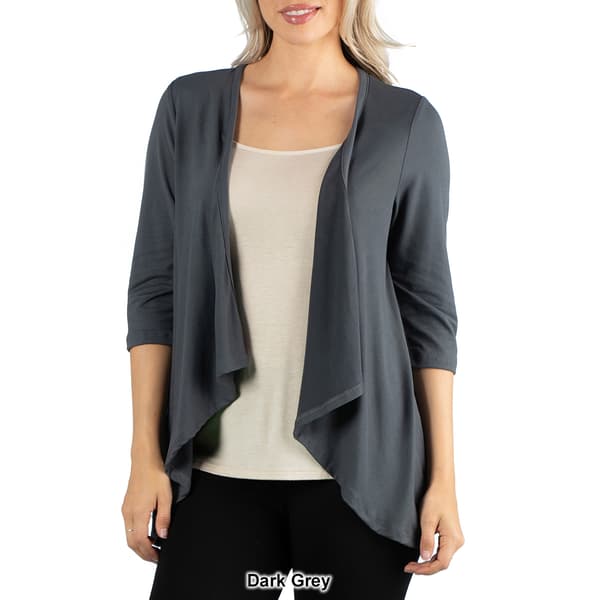 Womens 24/7 Comfort Elbow Length Open Cardigan