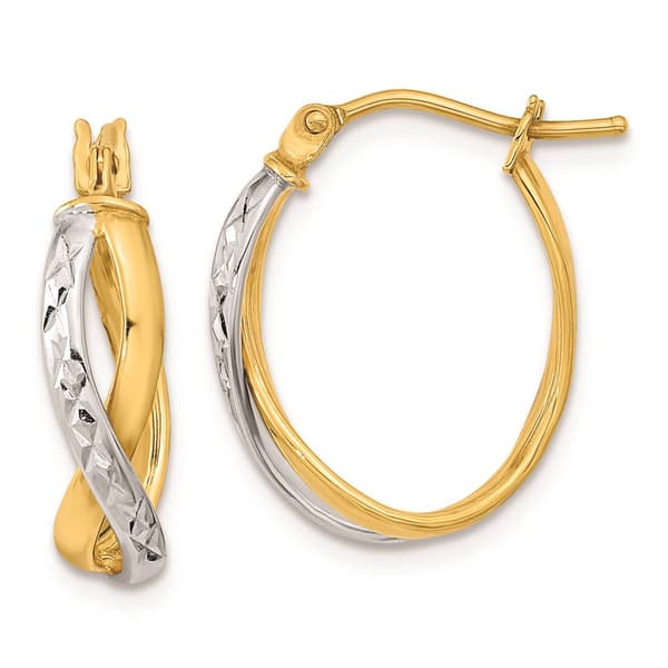 Gold Classics(tm) 14kt. Two-Tone Diamond Cut Twist Earrings - image 
