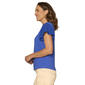 Womens Democracy Short Crochet Sleeve Solid Blouse - image 3