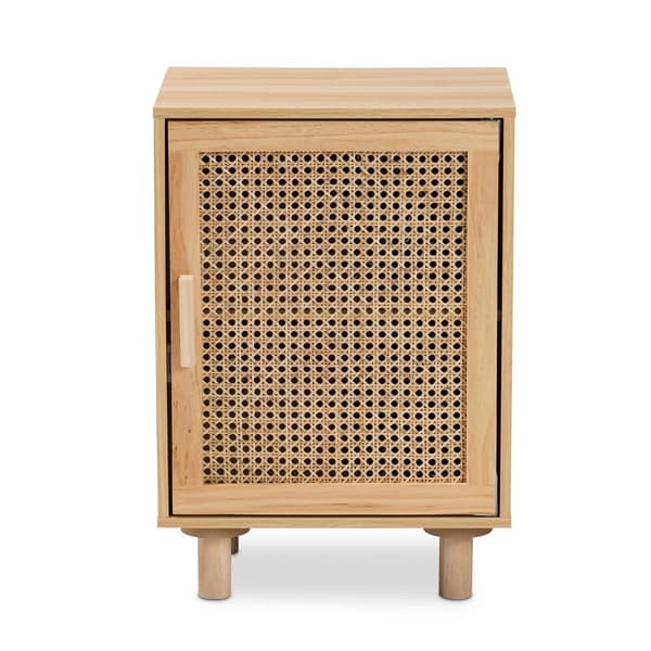 Baxton Studio Maclean Natural Brown Wood 1-Door Nightstand
