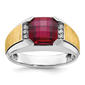 Mens Gentlemens Classics(tm) 14kt. Two Tone Created Garnet Ring - image 1