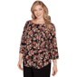 Plus Size Emaline Key Items 3/4 Sleeve Floral Boat Neck Blouse - image 3
